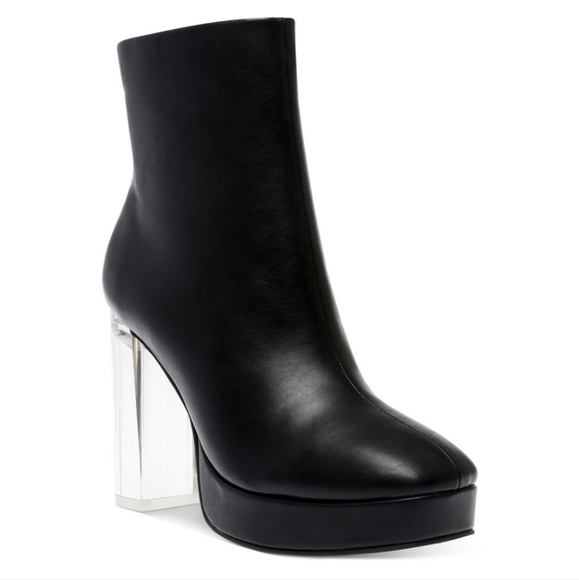 Wild Pair Shoes - Charlee Lucite Bottom Platform Booties, Size 9.5